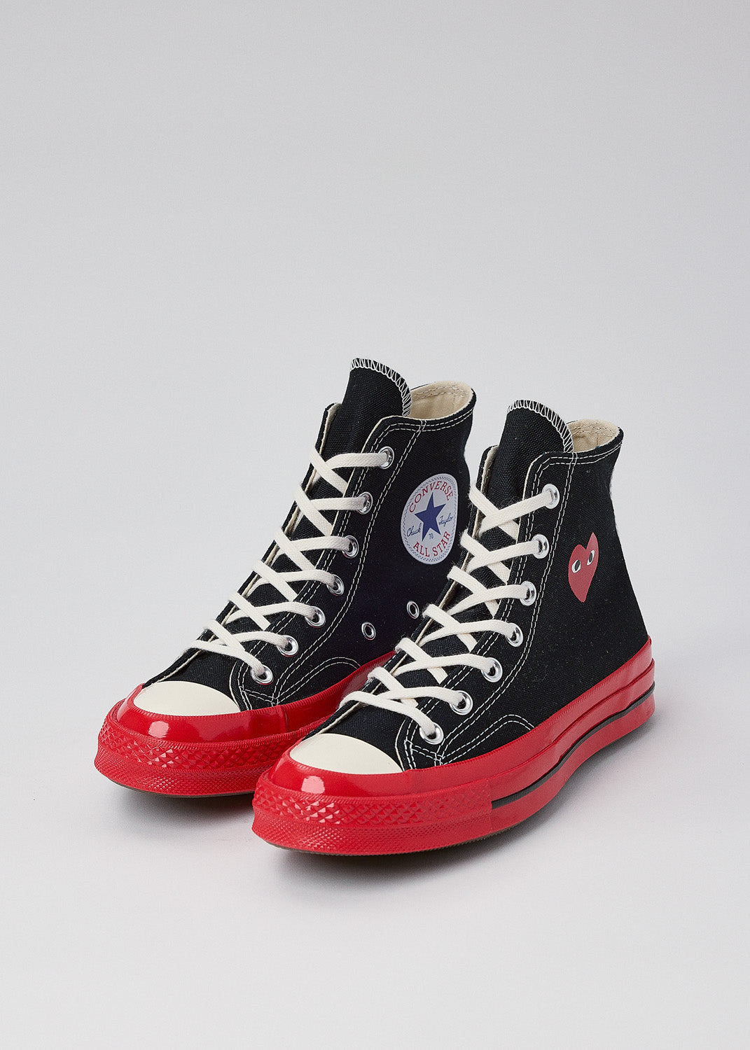 Black converse high tops with sales red heart