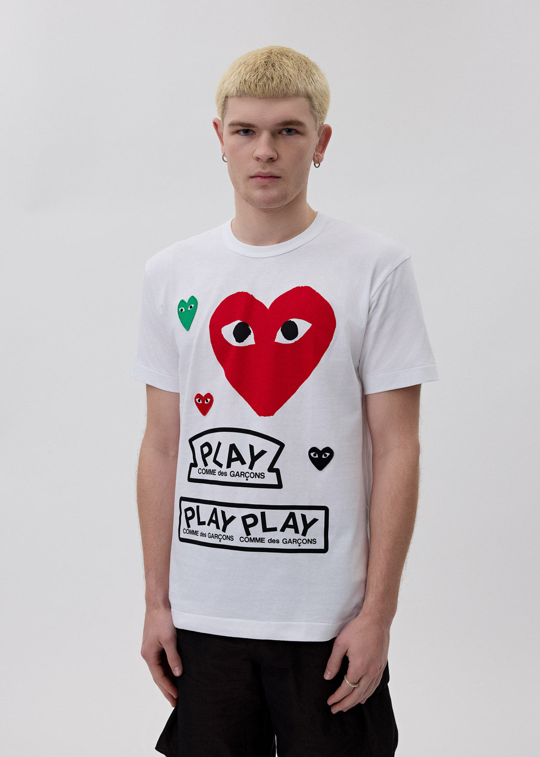 White cdg shop t shirt