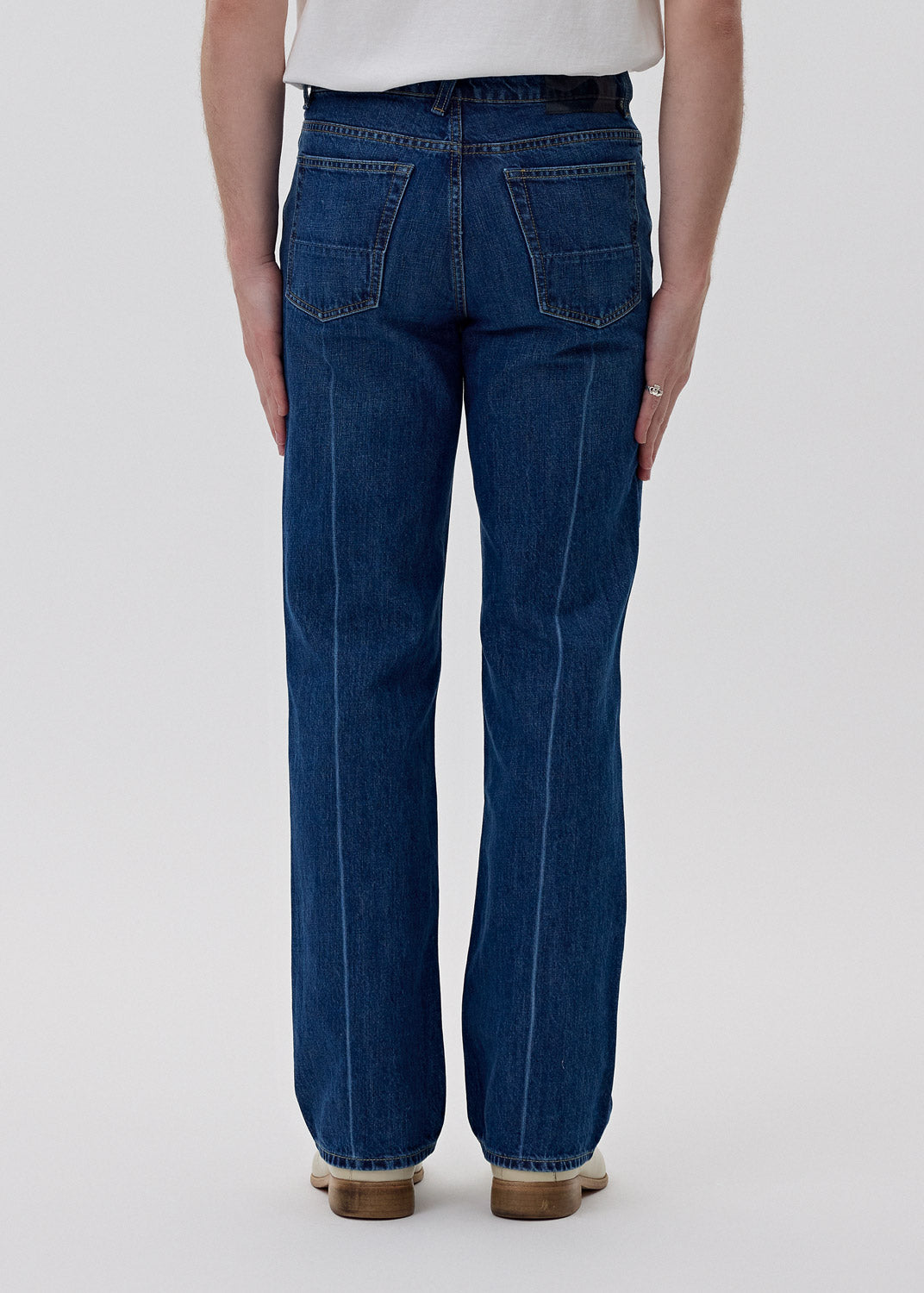 Mid Blue Crease Denim 70s Cut Jeans